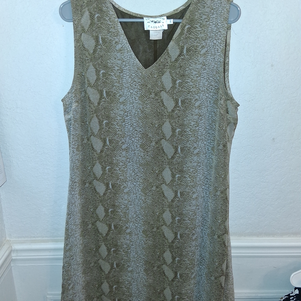 80s Vintage Country Wear Casuals Snakeskin Print Sun Dress Size L